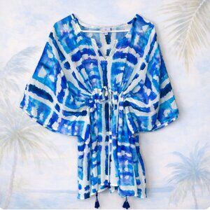 Pax Philomena Santorini Italian Silk Kaftan Dress Resort Vacation ($675 Retail)